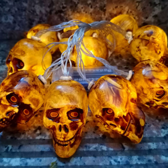 10LED Halloween Pumpkin Spider Bat Skull String Lights Lamp DIY Hanging Horror Halloween Decoration For Home Party Supplies