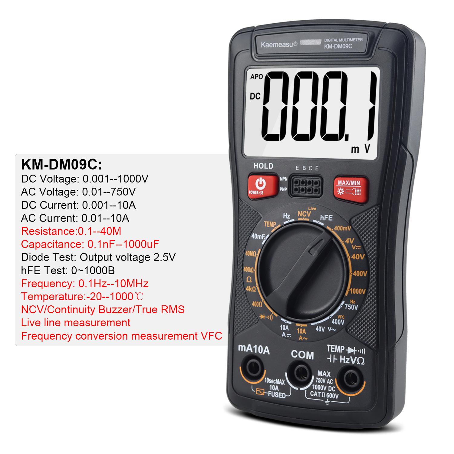 Multifunctional Digital Mini Multimeter for Measuring Resistance and Continuity 200mV-1000V 40-40mF