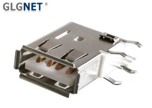 China 4 Pin DIP USB 2.0 Female Connector With Soldering Foot Side Position Shell wholesale