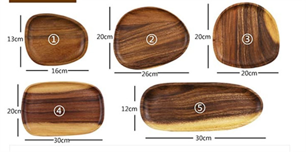Irregular Oval Wooden Serving Plates Fruit Acacia Wood Serving Tray Customized
