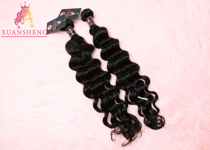 Natural Color Virgin Indian Hair / Malaysian Wave Hair Bundles Cuticle Aligned