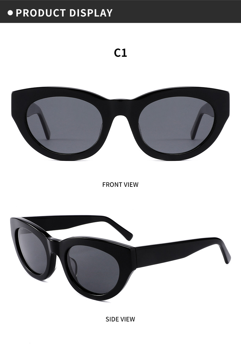 Polarized Round Acetate Sunglasses Retro Cat Eye For Women