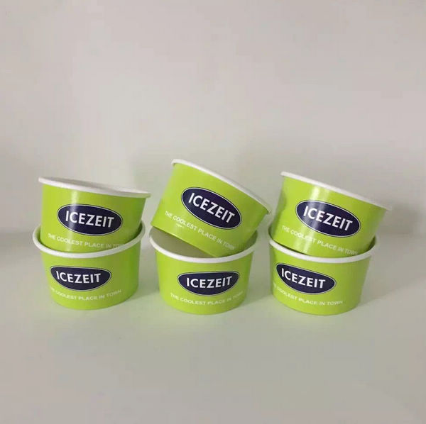 Disposable Ice Cream Cups With Lid And Spoon , Custom Printed Ice Cream Cups