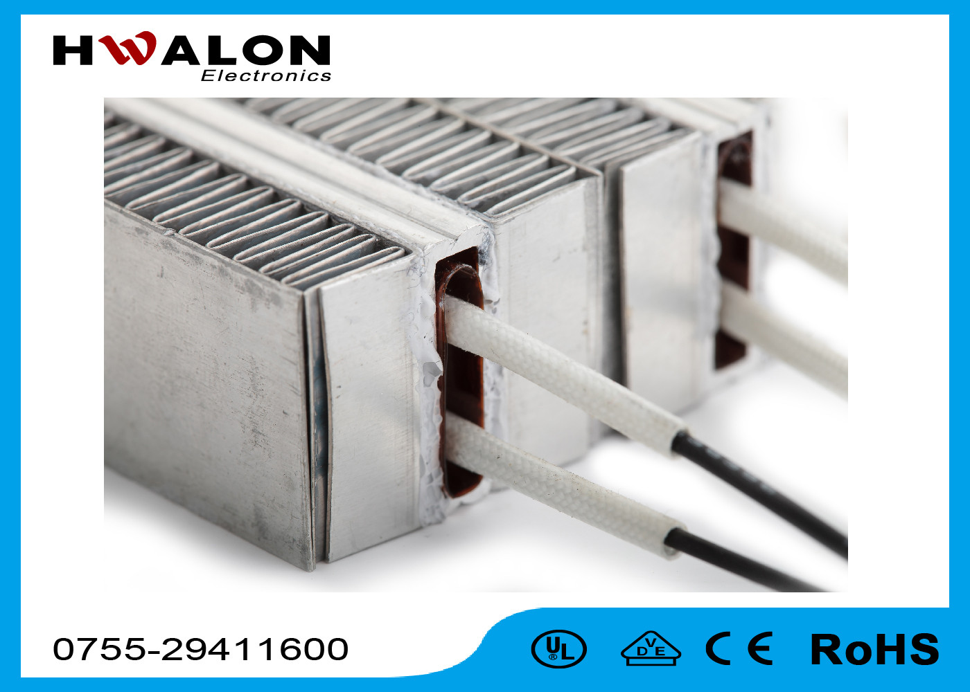 High Efficiency Electric PTC Heater 100V To 120V 20mm Thickness Insulated Wave Shape