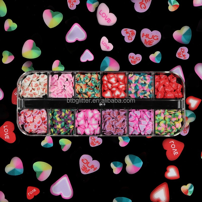 Nail Art Custom Shape Polymer Clay Slices for San Valentin Sprinkles Resin Crafts and DIY Crafts Accessories