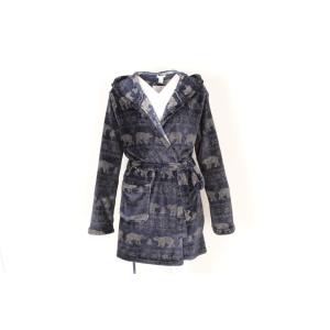 China Printed Womens Full Length Hooded Bathrobe Ladies Thick Fluffy Dressing Gown on sale