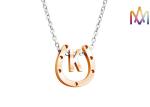 4g Horseshoe A-Z Alphabet Womens Engraved Necklace