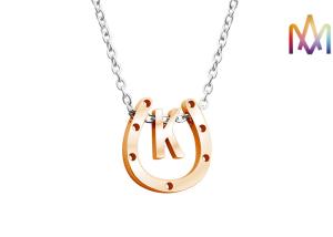 China 4g Horseshoe A-Z Alphabet Womens Engraved Necklace wholesale