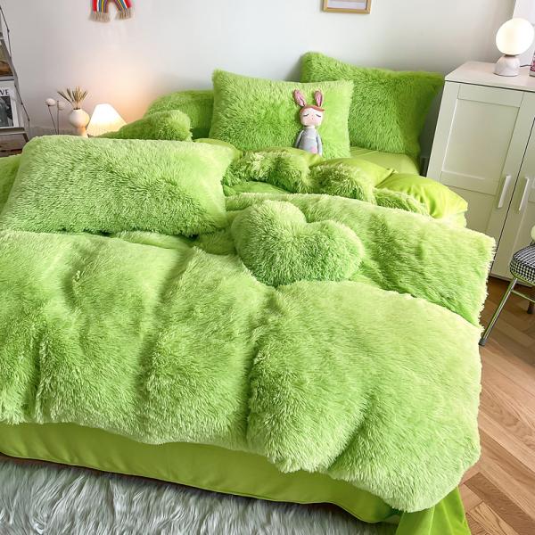 2023 Shaggy Warm Mink Velvet Crystal Bedding Solid Duvet Cover for 1.5m 5 feet Bed 4 Pcs