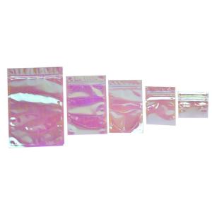 China PVC Custom Zipper Bag Iridescent Laser Holographic Plastic Clothing Bag wholesale