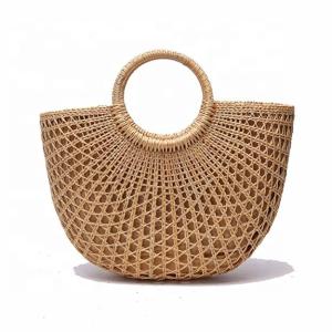 China Handmade Vintage Tote Bag Natural Bali Straw Beach Bag For Women wholesale