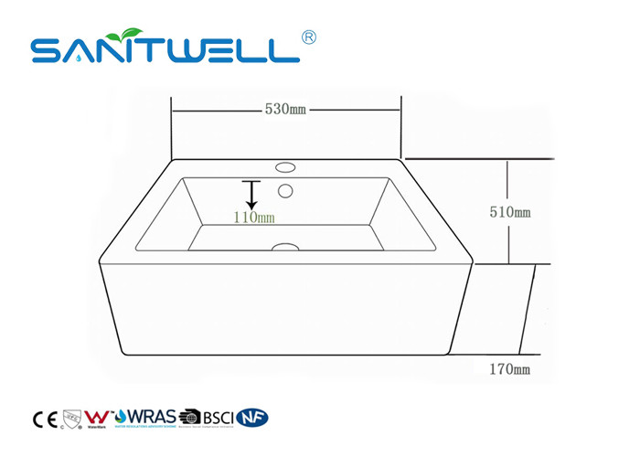 Home / Hotel Bathroom Ceramic Countertop Basin With Standard Size 530 * 510 * 170mm