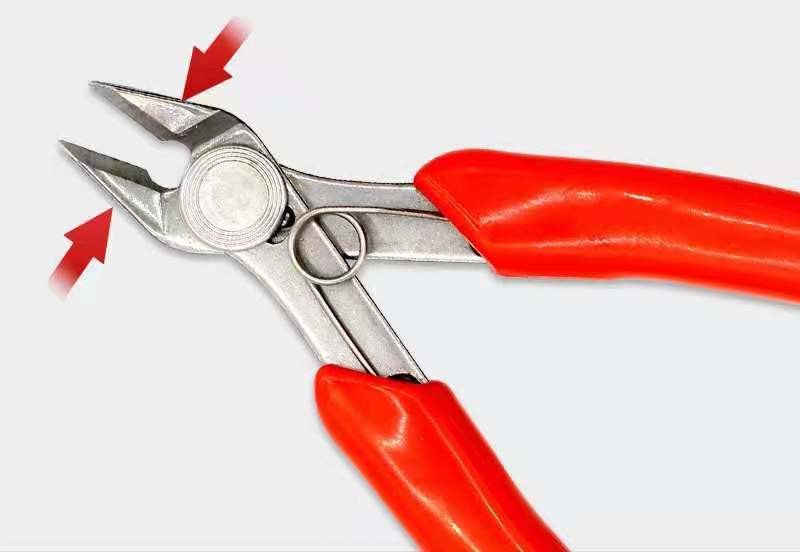 Oblique nose pliers, PVC handle, shearing diameter 0.2-1.2, stainless steel head, clamp handle 75mm