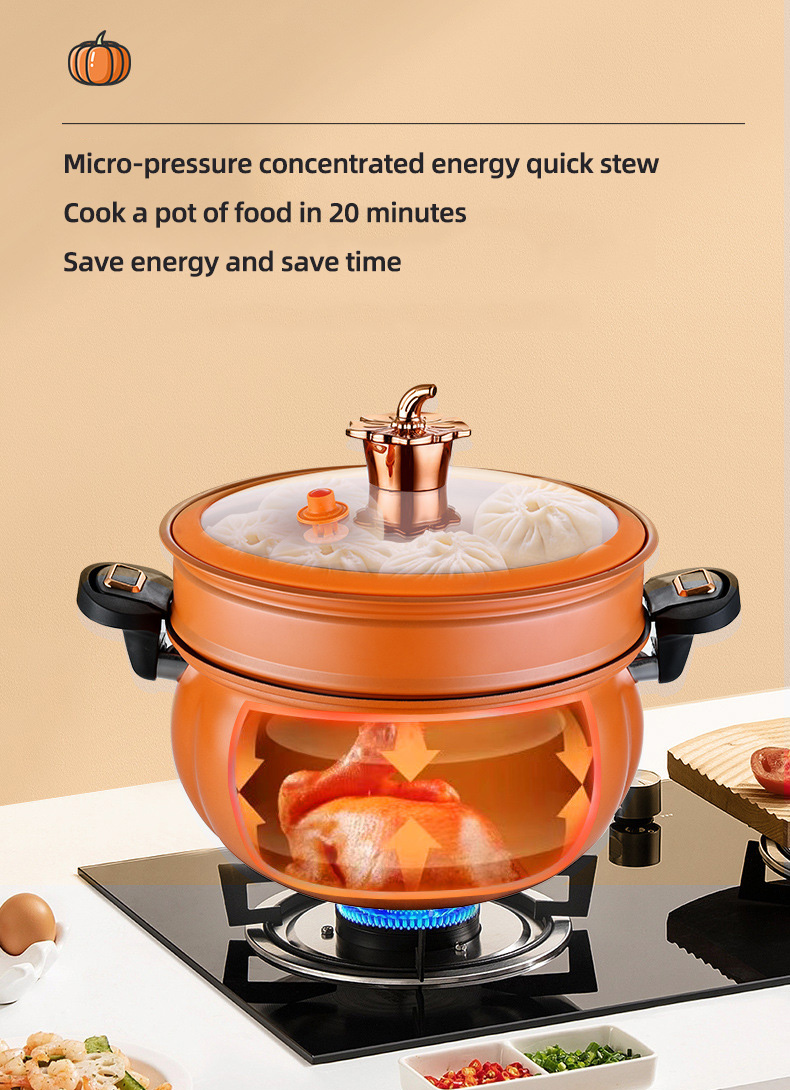 8L Kitchen Pressure Cooker Cast Iron Non Stick With Handle Latch