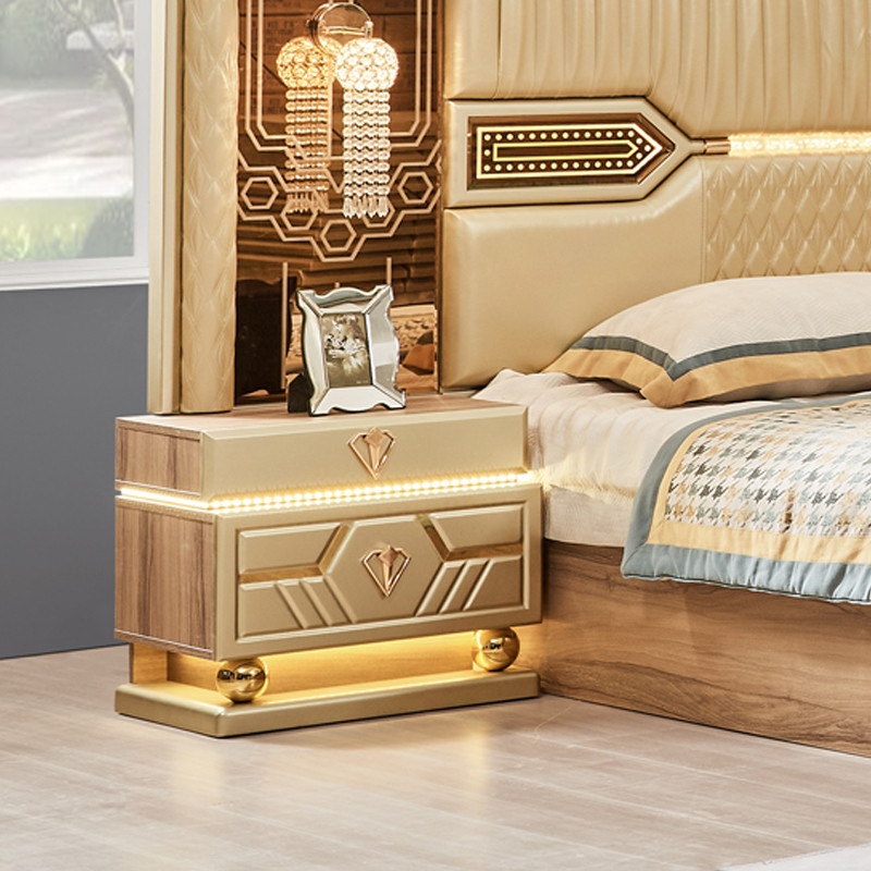 2025 New Modern Design King Size Double Leather Bed Suite Master Room Full Set Luxury Wooden 5 Piece Home Furniture Bedroom Sets