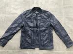 Navy Upstyled Mens PU Jacket , Faux Leather Biker Jacket With Suede Detail