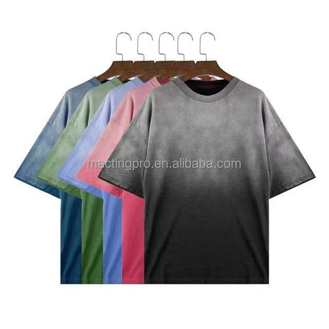Custom Logo Heavyweight Hip Hop Style 300 Grams Acid Washed Oversized Distressed Tshirt
