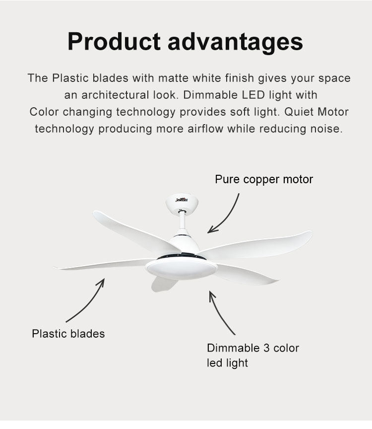 1stshine Ceiling Fan 10 for Motor Easy Clean Black Plastic Blades Remote Control and Light