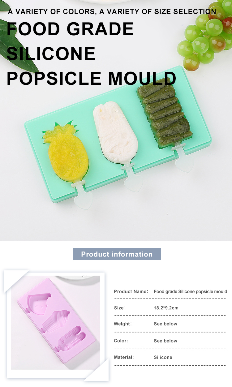 Multifunction 3 Cavities Silicone Ice Cube Trays For Ice Cream