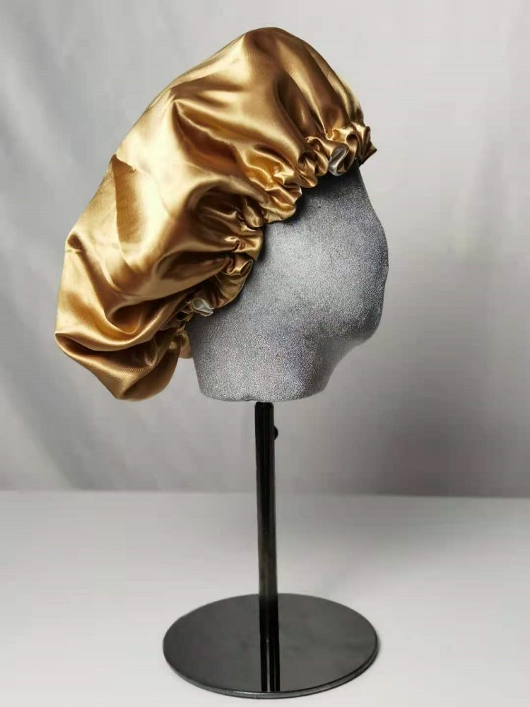 OEM ODM 49cm Satin Hair Bonnet For Sleeping Plain Dyed Colored