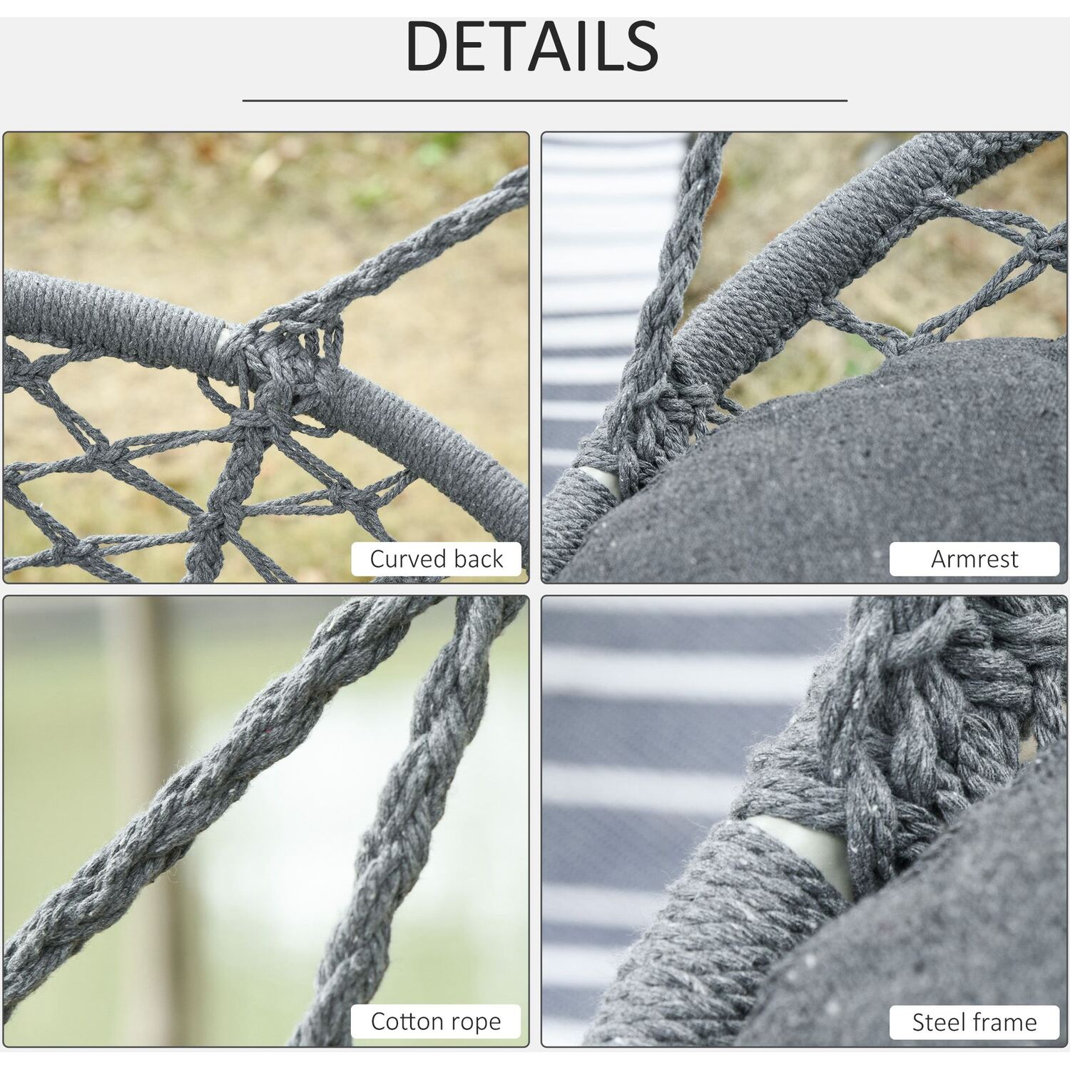 Outdoor Furniture Macrame Cotton Rope Hammock Chair Swings for Indoor and Outdoor