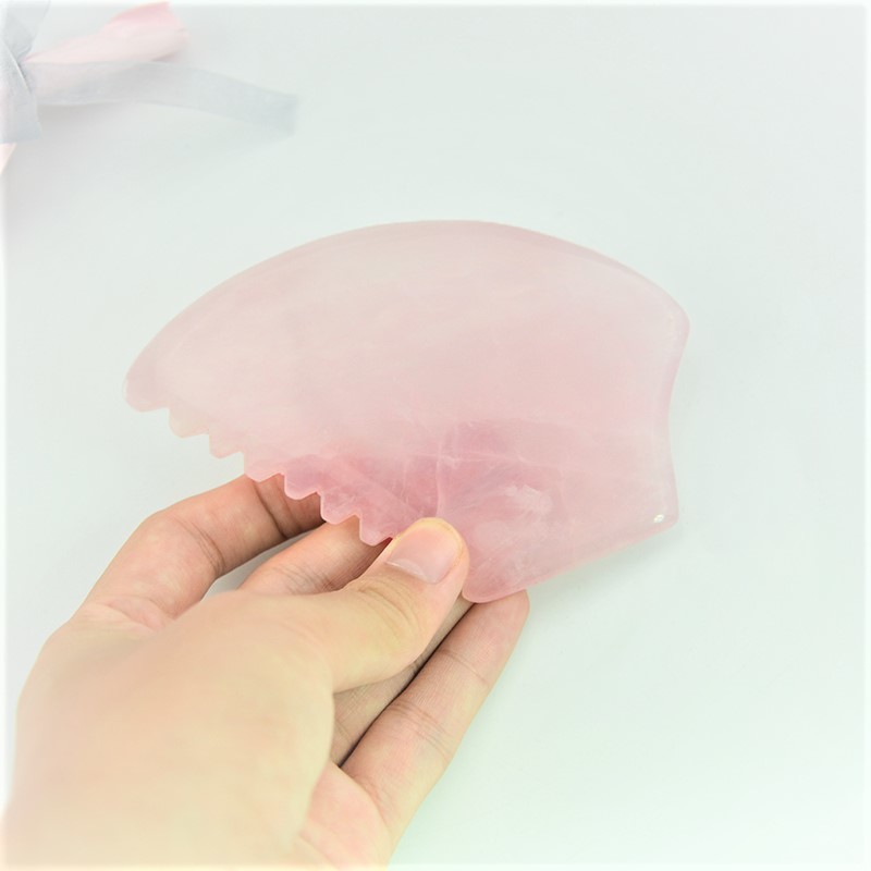 Massager Rose Quartz Jade Gua Sha Comb 21cm Length