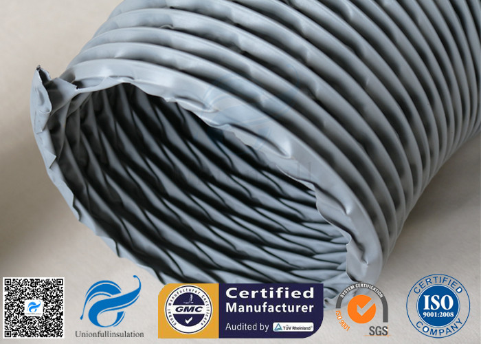 PVC Coated Fiberglass Fabric Flexible Air Ducts 200MM 10M Grey 260℃ HAVC System
