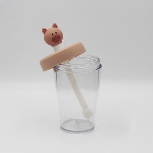 China OEM ODM 430ml Transparent Cartoon Water Bottle With Animal Stopper wholesale