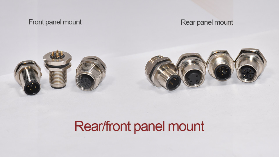 M12 Panel Mount 3 4 Pin Male Female Rear Front Lock Wire Socket M12 Jack Connector