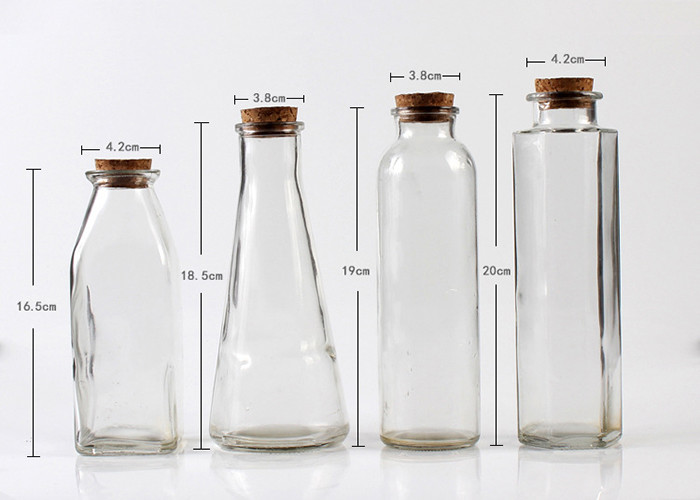 Cylindrical Glass Juice Bottles / Sealable Glass Bottles Straight Shape