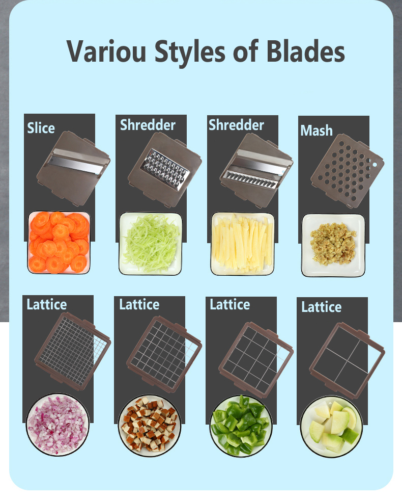 ABS SS Kitchen Vegetable Chopper With Container For Cheese Carrots Onion Tomato Plantain