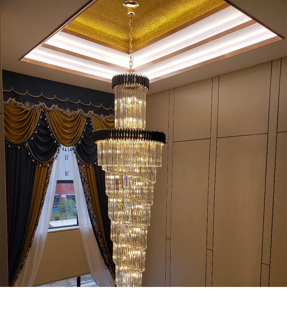 Large Top Long Crystal Led Chandeliers Hotel Hall Living Room luxury lights(WH-NC-48)