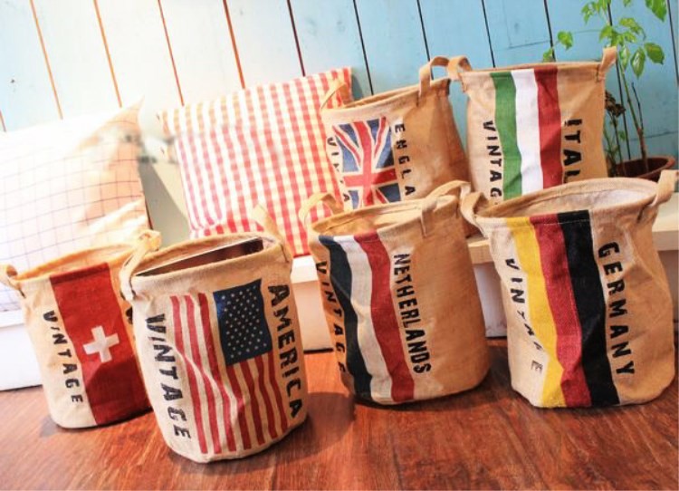 Cotton Waterproof Fabric Foldable Laundry Basket Baby Kids Dirty Clothes Bucket Hamper
