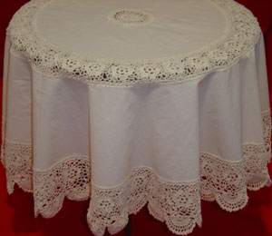 christmas tablecloths cotton and linen, Tablemat, Corcheted Lace Table linen, Tablecloth