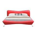 Red Faux Leather Bed Frame Plywood Metal Legs Leather Bed Manufacturers