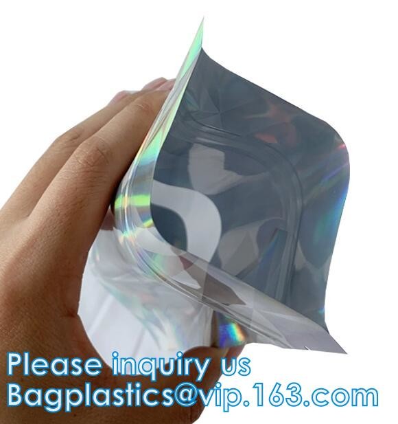Bagease pack Holographic Film Resealable Zipper Bag Grip Seal Laminated Plastic Bag Shiny Cosmetic packaging jewelry