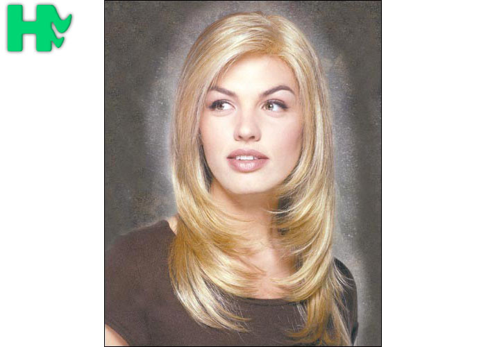 Natural Wave Medium Length Synthetic Hair Wigs For Elegance White Women