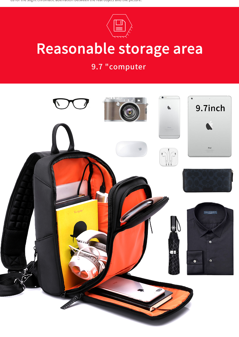 High quality custom logo men's fashion waterproof business sling bag shoulder bag chest bag