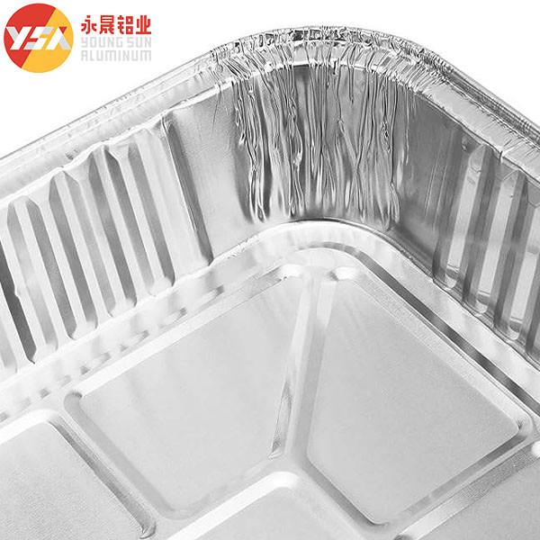 Foil Food Packaging Aluminum Foil Tray Silver PET Rectangle Accepted