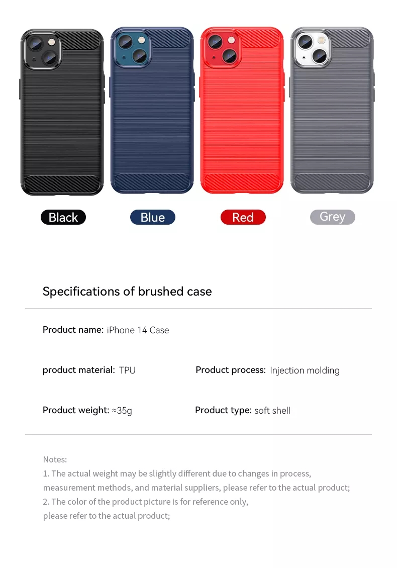 Shockproof Thin Carbon Fiber Soft TPU Silicone Mobile Phone Case for iPhone 13 14 Pro Max