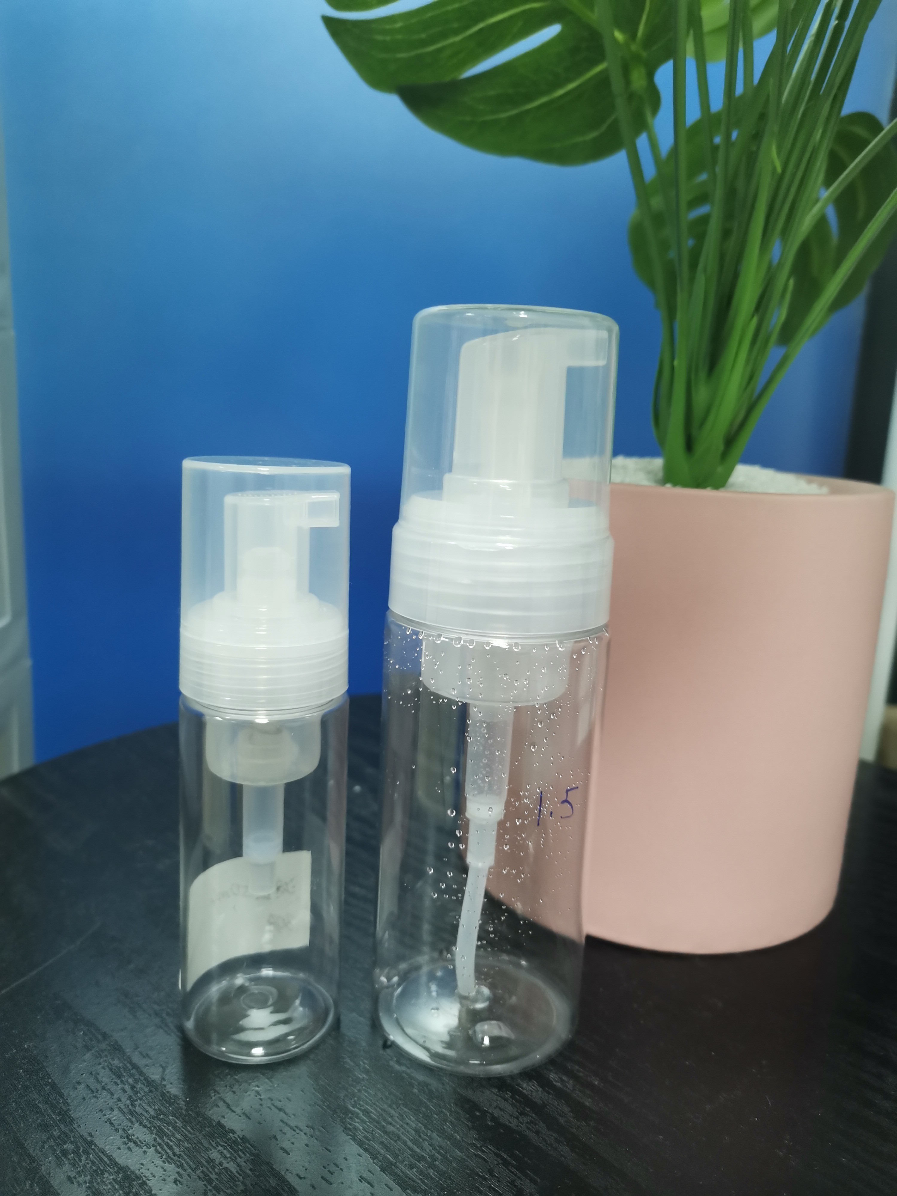 Minin Bottle Head Brushed Stainless Steel Foam Pump With Clear Overcap