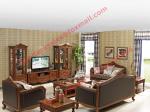 European Country Style Classic Solid Wooden Sofa Made by Italy Leather and