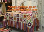 Hand-Woven Daisy colored stripes Crochet blanket flowers wallpaper table cloth