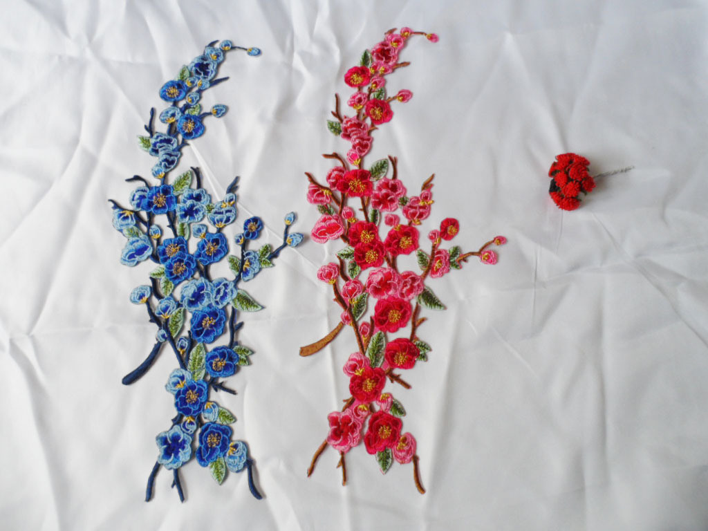 Hot Fix Motif Wintersweet Embroidery Lace Flower China Nation Style