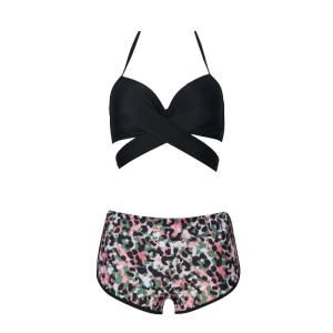 China Tiered Layer Tie a Knot Front Top With Low waist Bikini swimsuit high cut wholesale