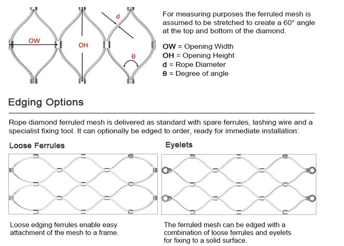 Reinforcing Climbing Plant Mesh Support 1.2mm SS Rope Mesh