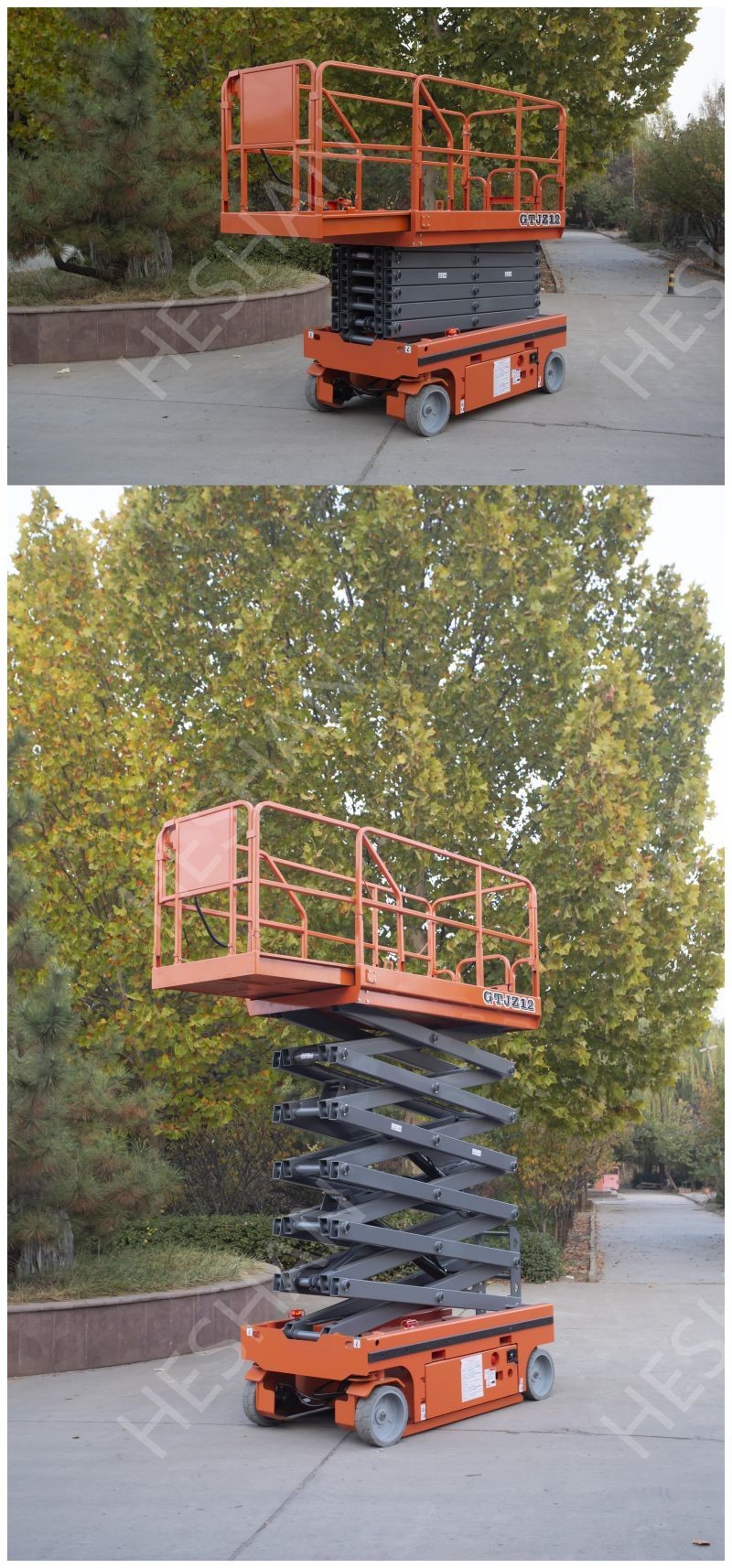 Electric Mobile Scissor Lift Table Hydraulic Lifter Battery Powered 40 Feet