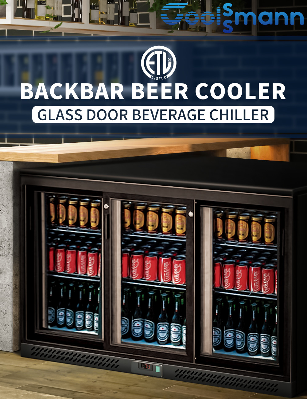 Digital Thermostat Beer Bottle Fridge Chiller , Glass Door Small Beer Fridge Cabinet