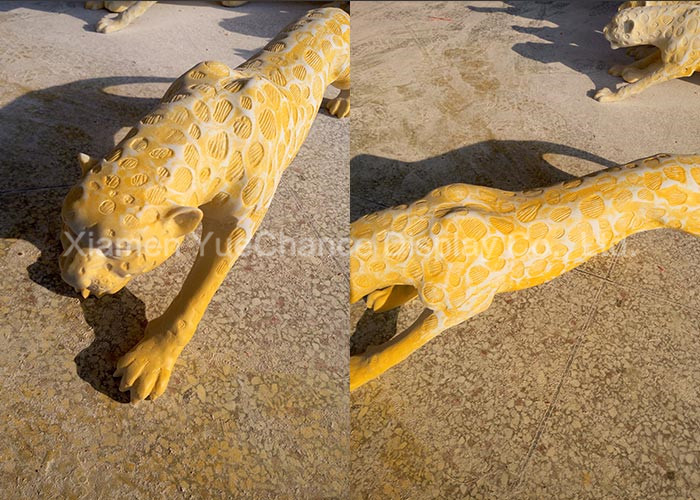 Decorative Fiberglass Animal Statues Customized Fiberglass Leopard Sculpture