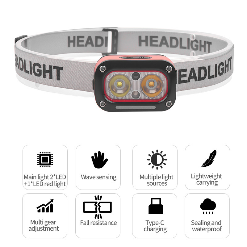 FTYD-08 LED Headlamp 200-400 Lumens IPX4 With White Light ABS For Outdoor Activities